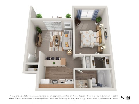 1 Bedroom 1 Bathroom Floor Plan at Veri at Timberhill, Corvallis, Oregon